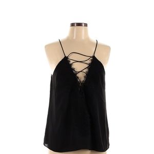 NWT WAYF Black Lace Up Cami Tank Large